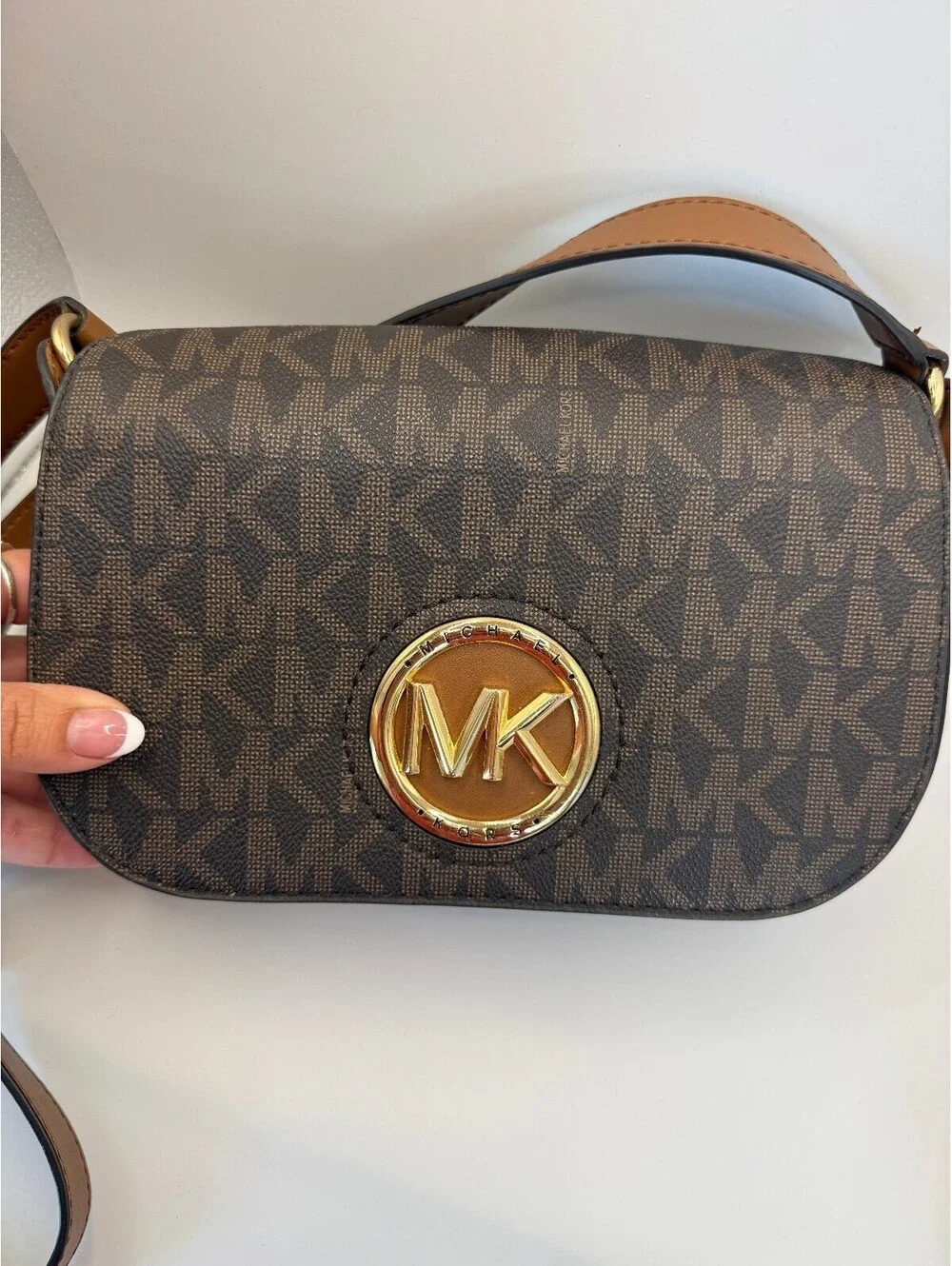 Michael Kors Samira Messenger Crossbody Bag In Brown With Signature Logo NWOT